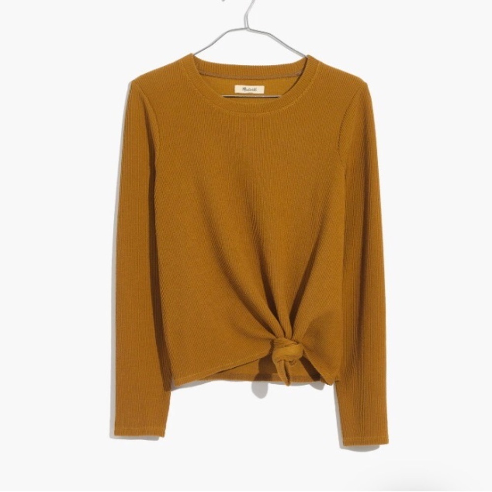 Madewell Texture & Thread Jacquard Knotted Top Size Medium Mustard Yellow
